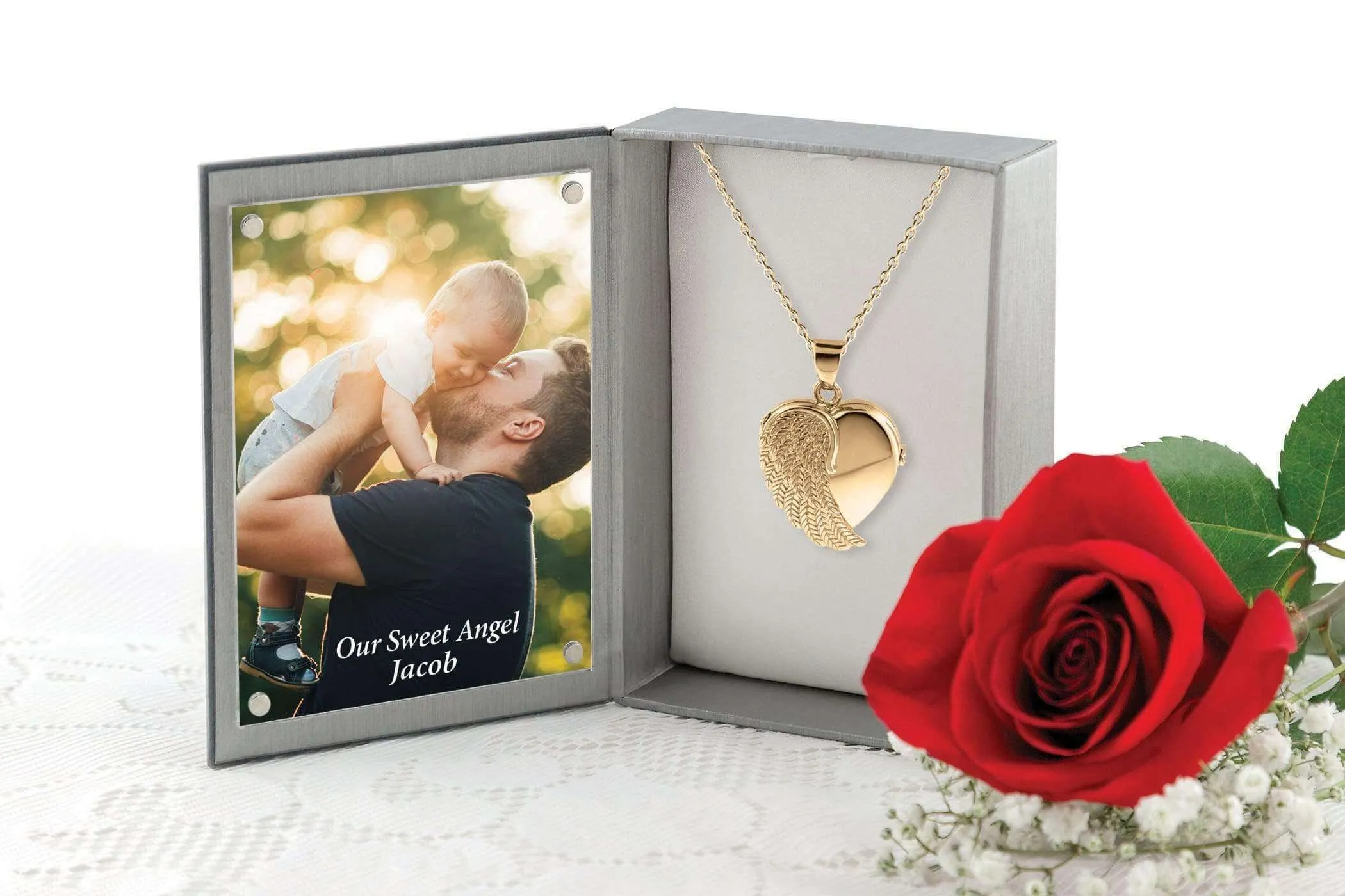 Gold Angel Wing Locket Urn (10K)