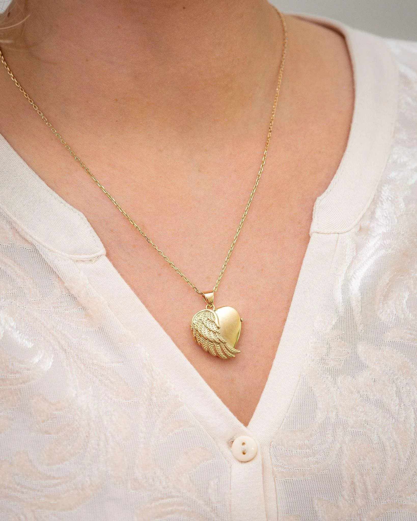 Gold Angel Wing Locket Urn (10K)