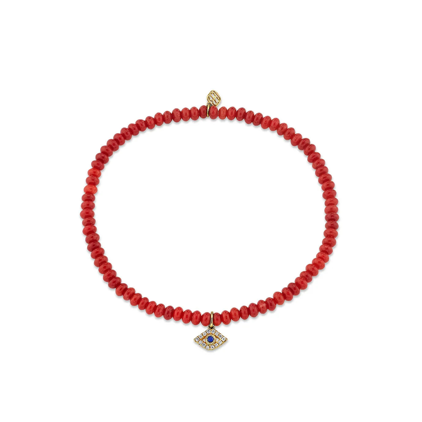 Gold Bezel Sapphire & Diamond Eye on Red Sea Bamboo