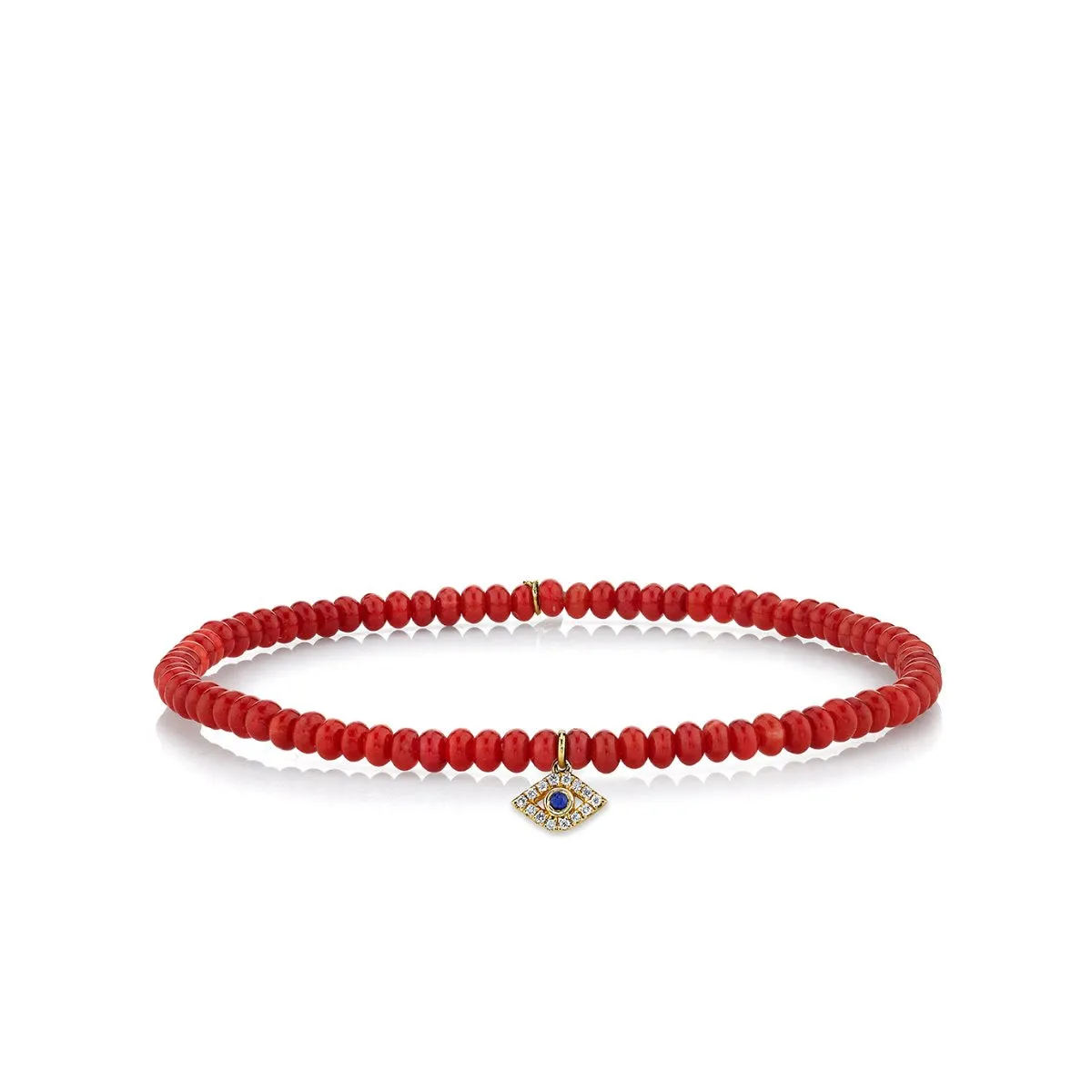 Gold Bezel Sapphire & Diamond Eye on Red Sea Bamboo