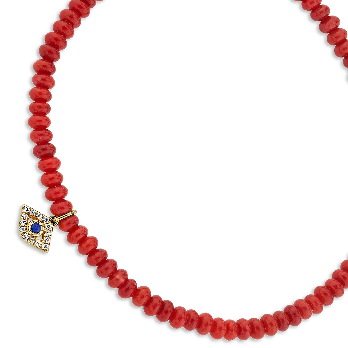 Gold Bezel Sapphire & Diamond Eye on Red Sea Bamboo