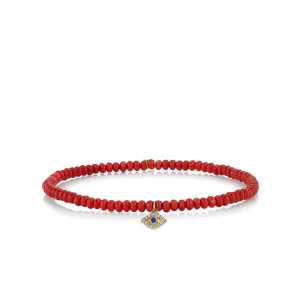 Gold Bezel Sapphire & Diamond Eye on Red Sea Bamboo