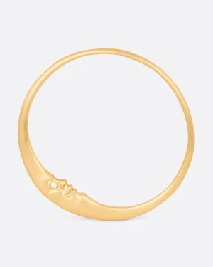 Gold Moonface Bangle Bracelet