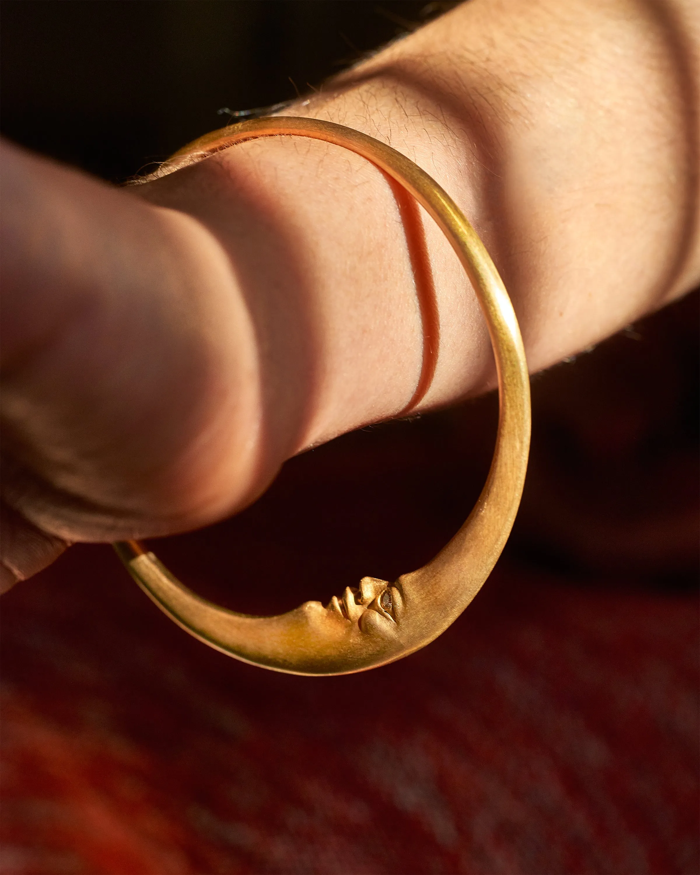 Gold Moonface Bangle Bracelet