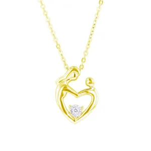 Gold Mother's Embrace Diamond Heart Necklace