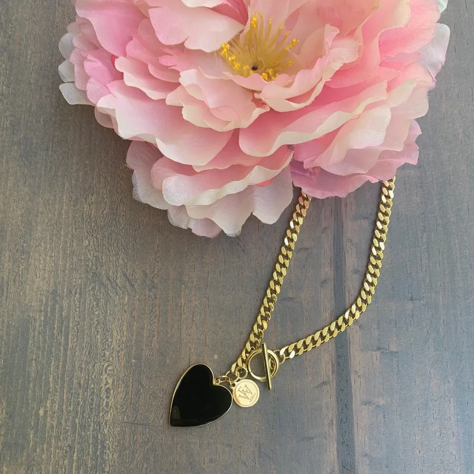 Gold Plated Necklace with Enamel Heart Pendant 300-3 | Erika Williner Designs