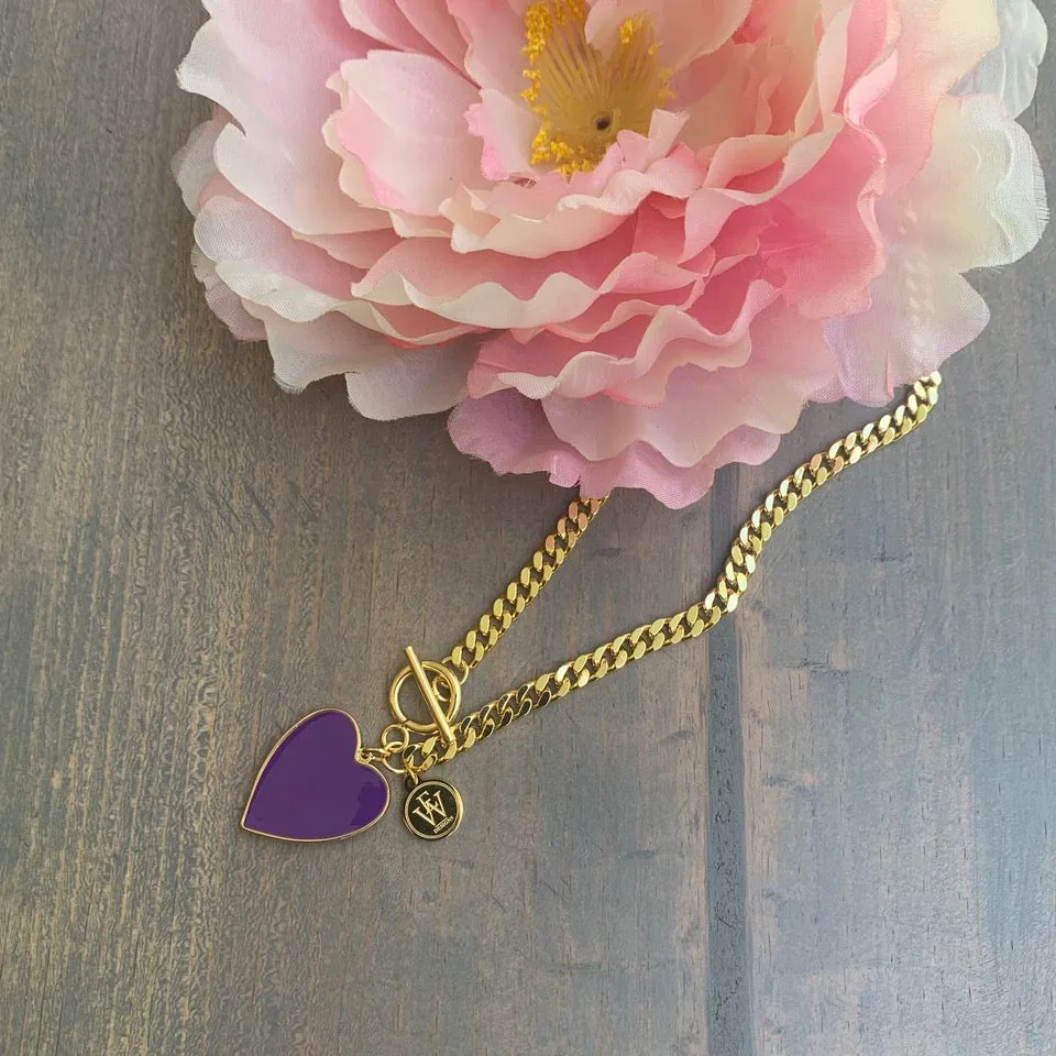 Gold Plated Necklace with Enamel Heart Pendant 300-3 | Erika Williner Designs