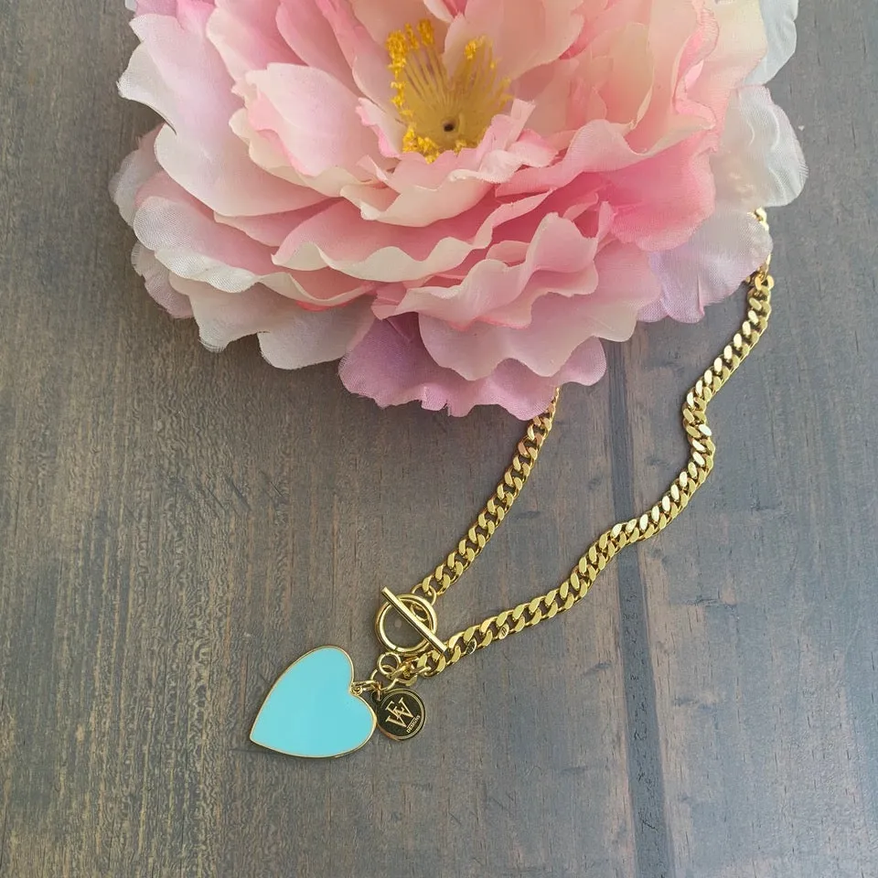 Gold Plated Necklace with Enamel Heart Pendant 300-3 | Erika Williner Designs