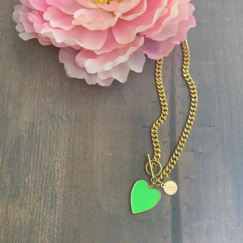 Gold Plated Necklace with Enamel Heart Pendant 300-3 | Erika Williner Designs