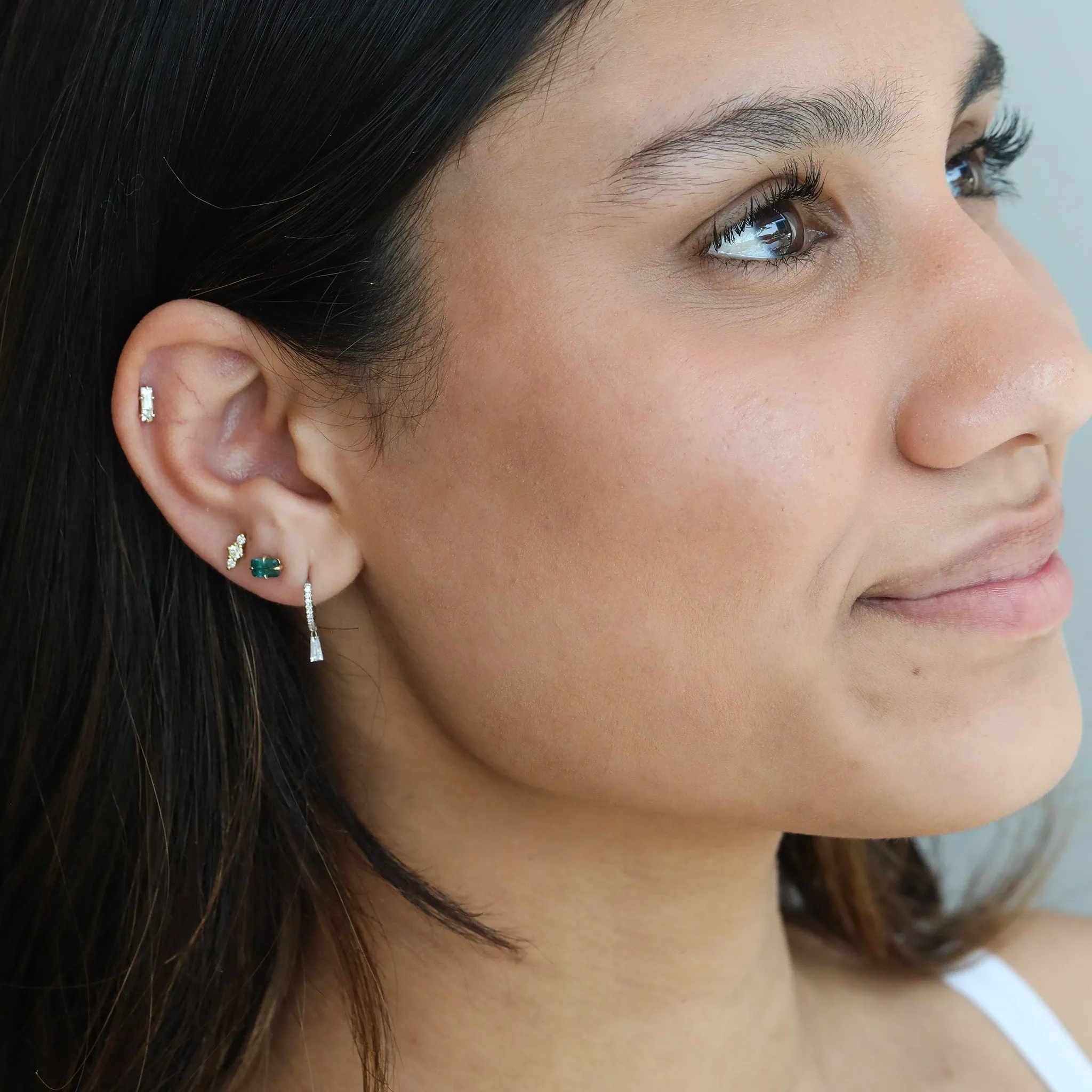 Gold "Double Trouble" Diamond & White Sapphire Stud