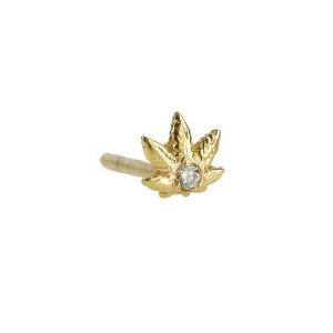 Gold "Leaf" Studs with Diamond Detail