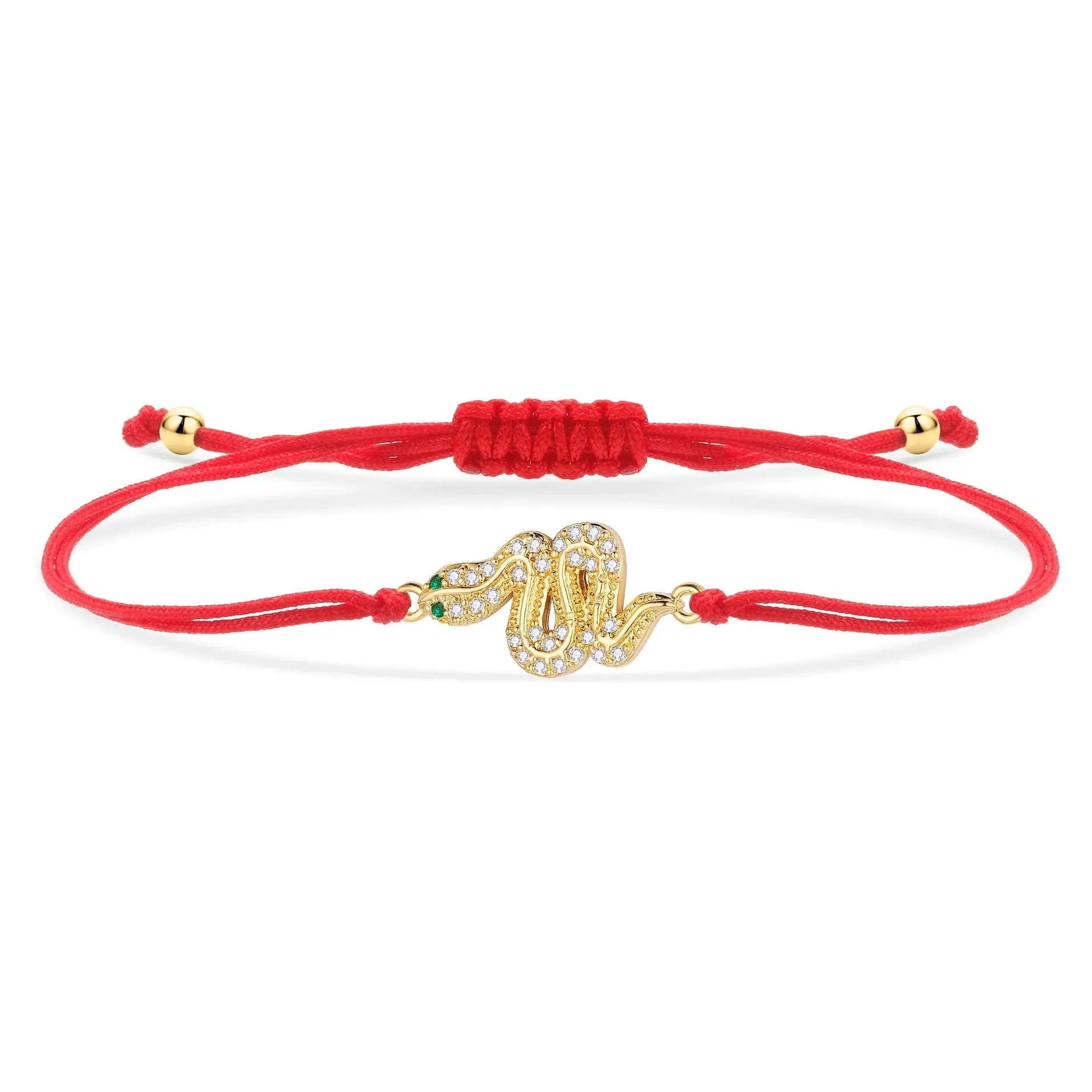 Gold Snake Charm Red String Protection Bracelet