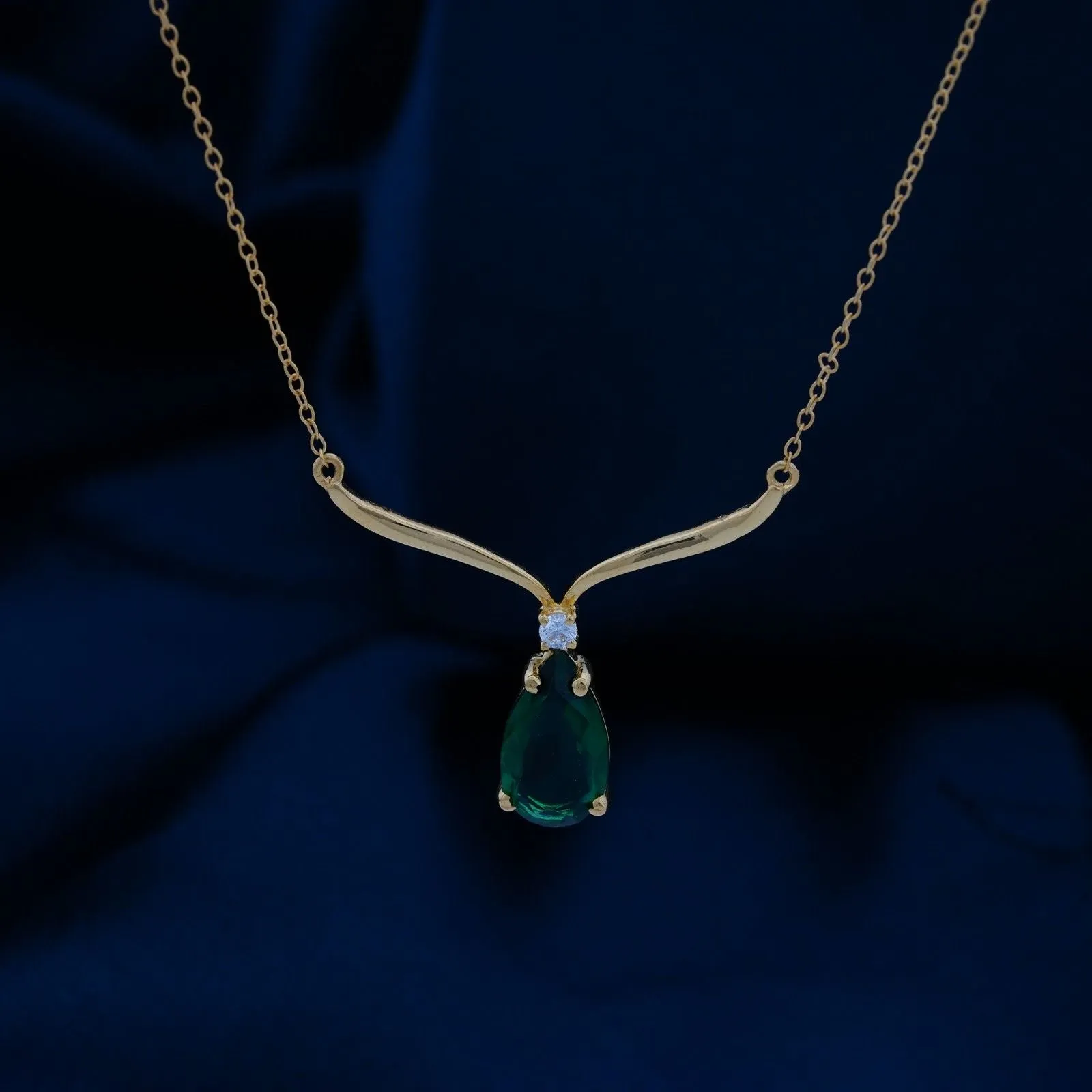 Golden Emerald Vine Drop Necklace