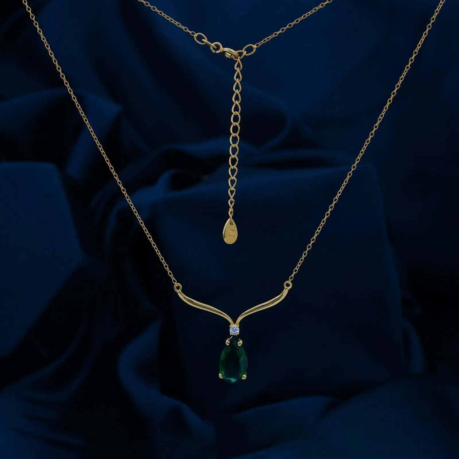 Golden Emerald Vine Drop Necklace