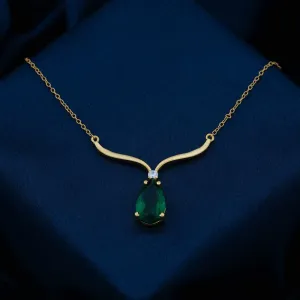 Golden Emerald Vine Drop Necklace