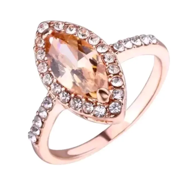 Gorgeous Rose Gold plated Ring Cubic Zirconia Wedding Women Ring Size 7
