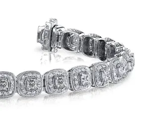 Grand Princess Cut Lab-Grown Diamond Bracelet with 7.60 ct.(finished) 1.1mm, 4.3mm