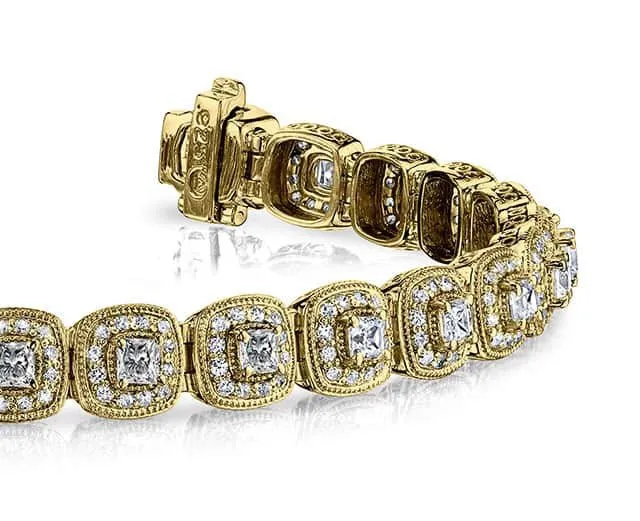Grand Princess Cut Lab-Grown Diamond Bracelet with 7.60 ct.(finished) 1.1mm, 4.3mm