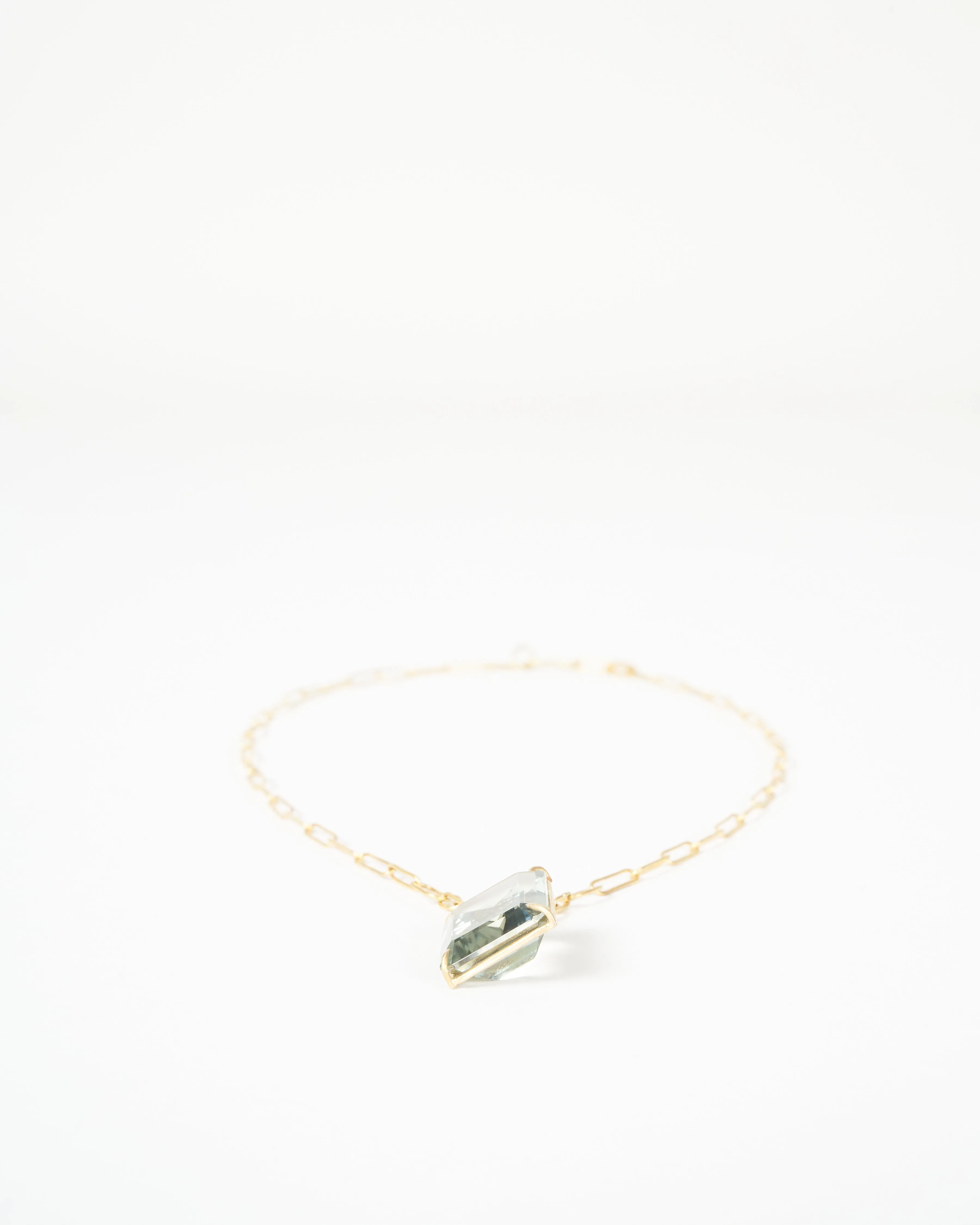 green amethyst emerald cut pendant necklace - 22k gold
