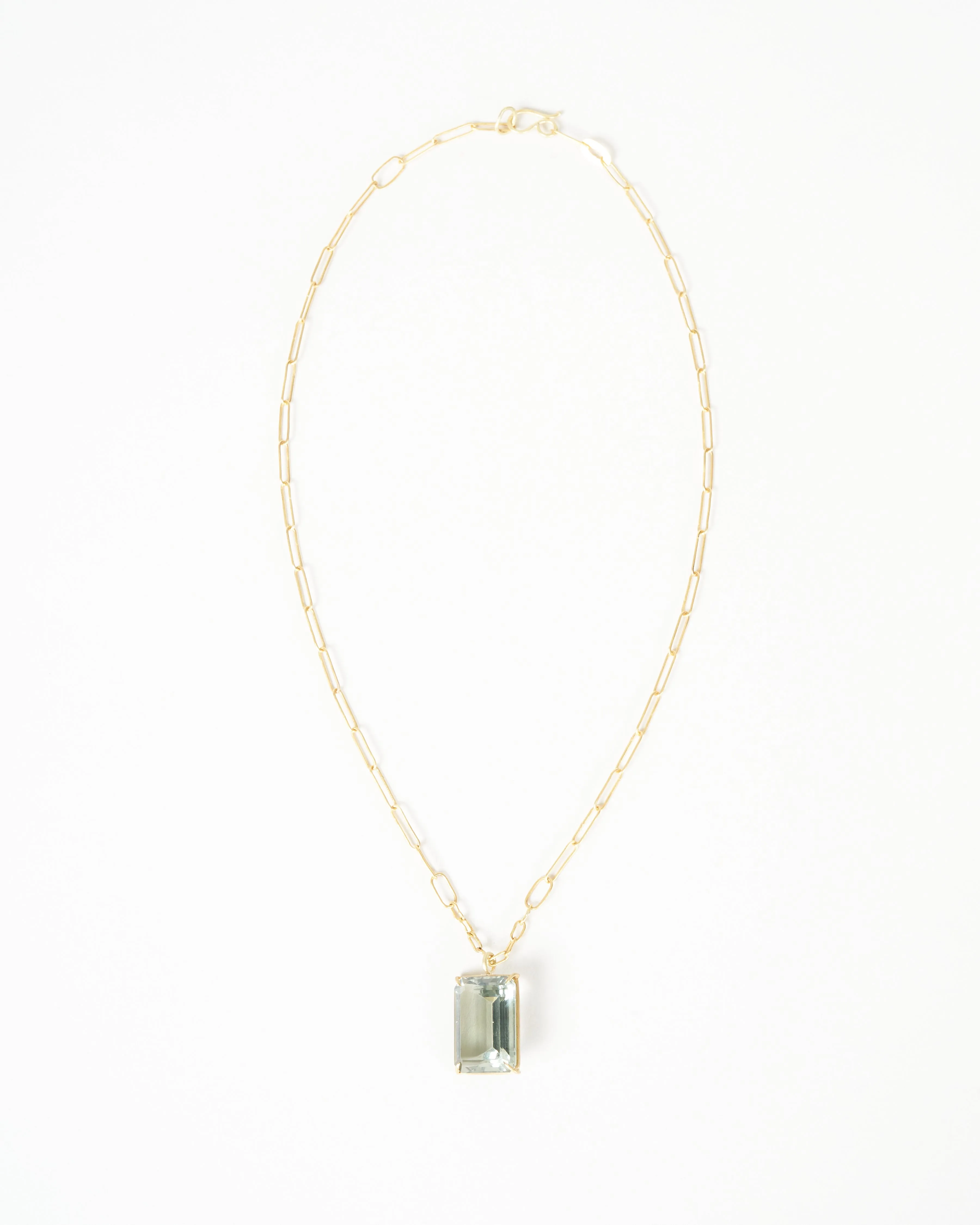 green amethyst emerald cut pendant necklace - 22k gold