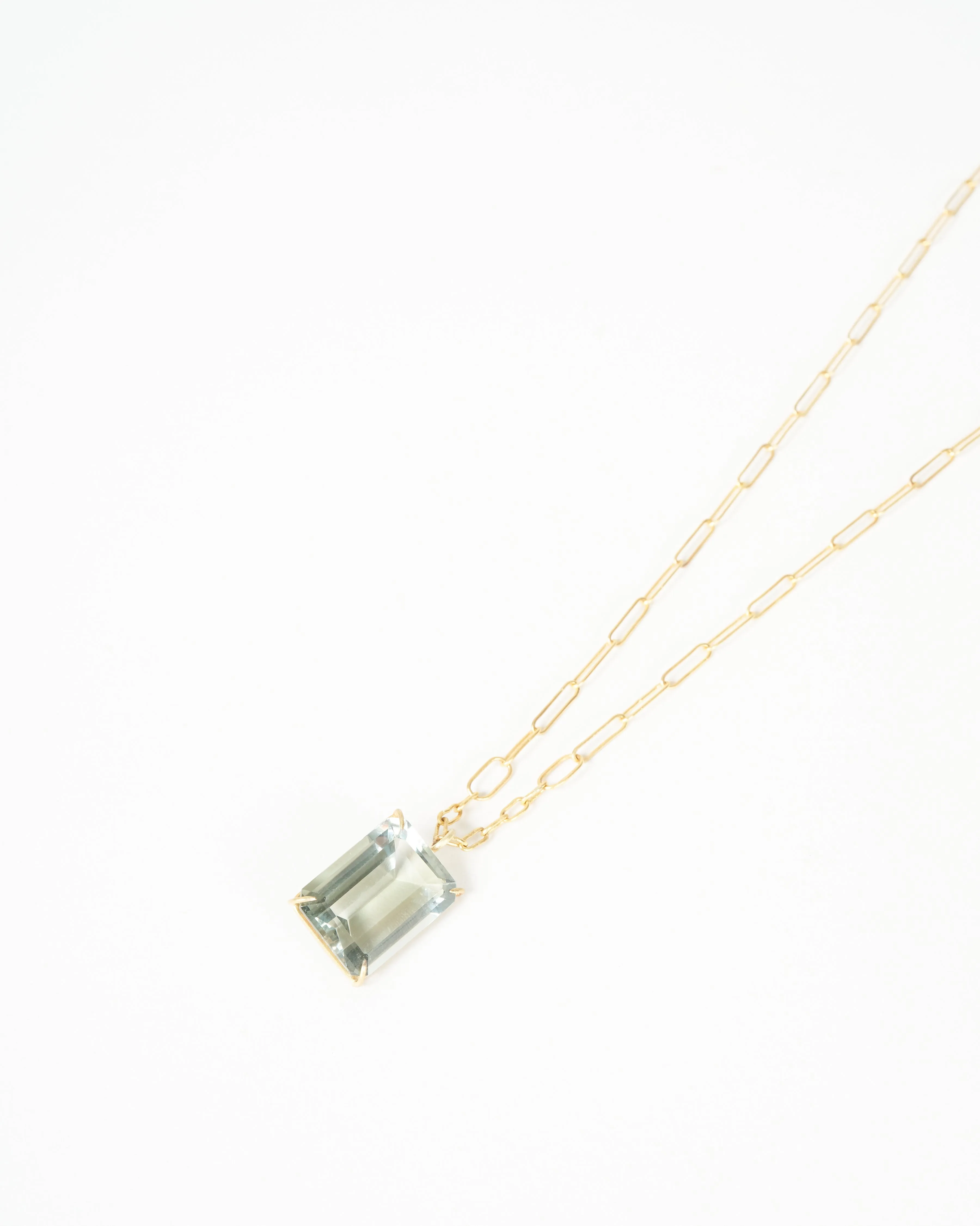 green amethyst emerald cut pendant necklace - 22k gold