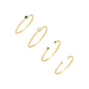 Green & Gold Ring Combo Set
