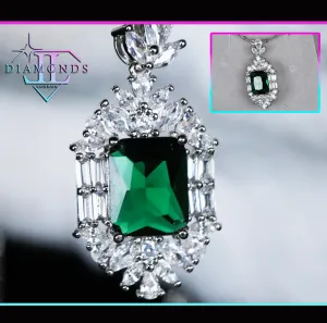 Green Diamond Pendant | Womens Emerald Green Pendant