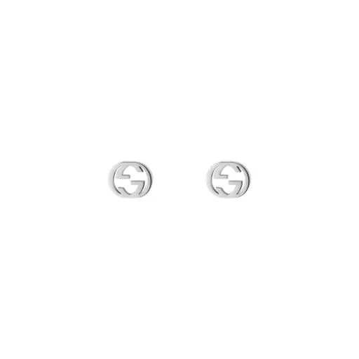 Gucci 18K White Gold Interlocking G Studs
