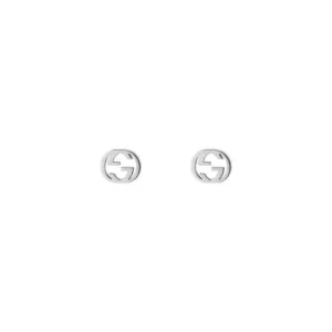 Gucci 18K White Gold Interlocking G Studs