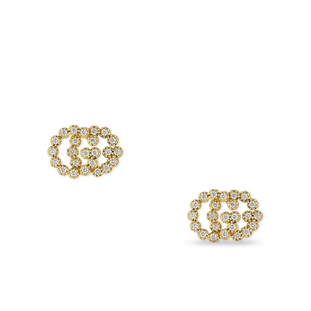 Gucci 18K Yellow Gold GG Running Diamond Studded Earrings
