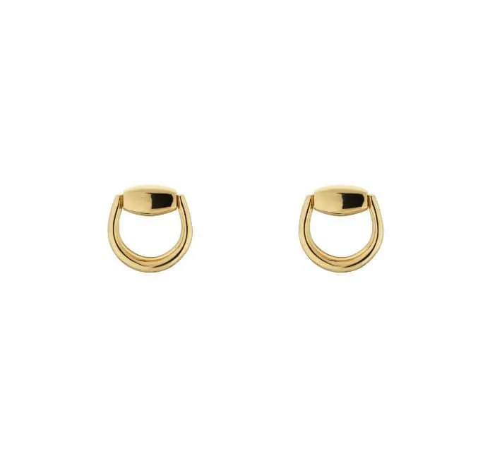 Gucci 18K Yellow Gold Horsebit Stud Earrings