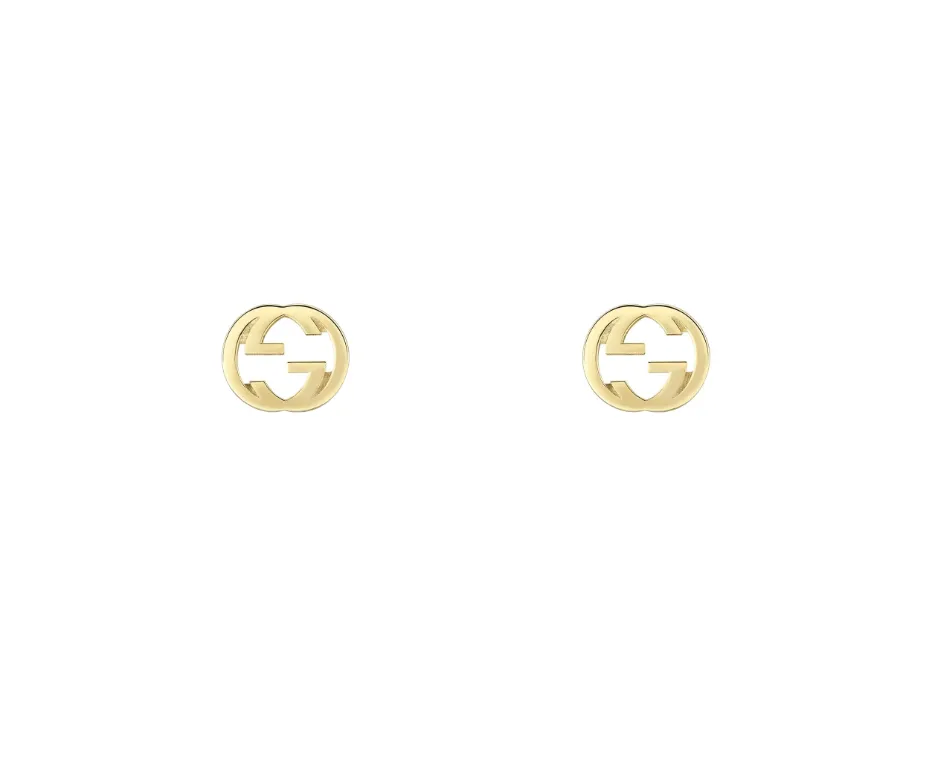 Gucci 18K Yellow Gold Interlocking G Studs