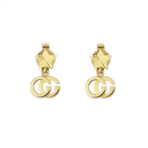 Gucci 18K Yellow Gold Star GG Drop Earrings