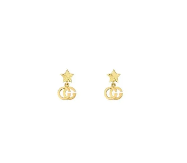 Gucci 18K Yellow Gold Star GG Drop Earrings