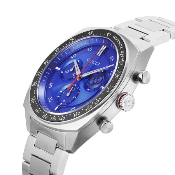Gucci Interlocking Silver Stainless Steel Blue Dial Chronograph Quartz Watch for Gents - YA142317