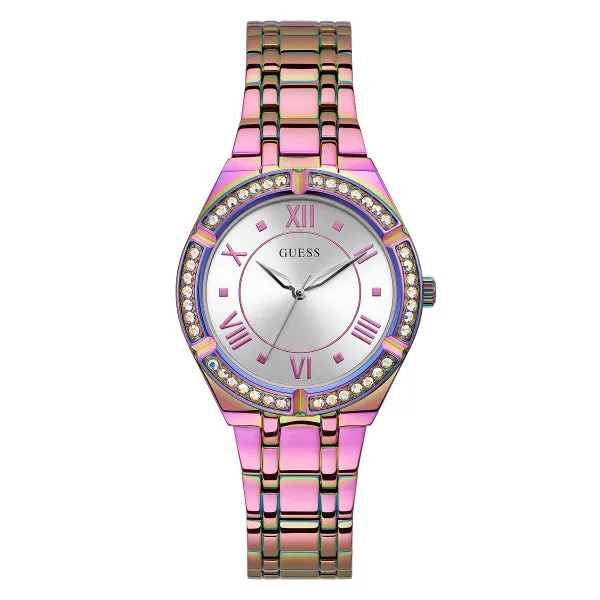 Guess Cosmo Purple Stainless Steel Silver Dial Quartz Watch for Ladies - GW0033L6