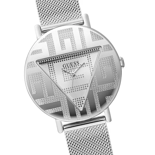 Guess Iconic Silver Mesh Bracelet Silver Dial Quartz Watch for Ladies - GW0527L1