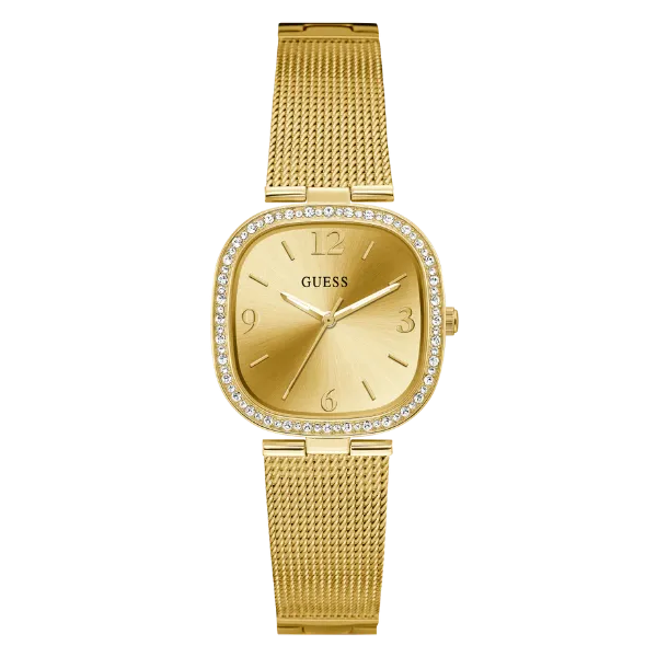 Guess Tapestry Gold Mesh Bracelet Gold Dial Quartz Watch for Ladies - GW0354L2