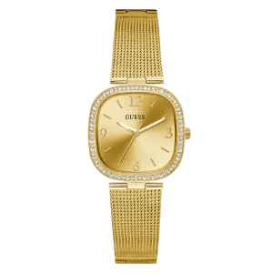 Guess Tapestry Gold Mesh Bracelet Gold Dial Quartz Watch for Ladies - GW0354L2