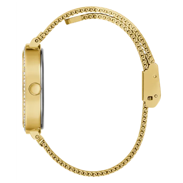 Guess Tapestry Gold Mesh Bracelet Gold Dial Quartz Watch for Ladies - GW0354L2
