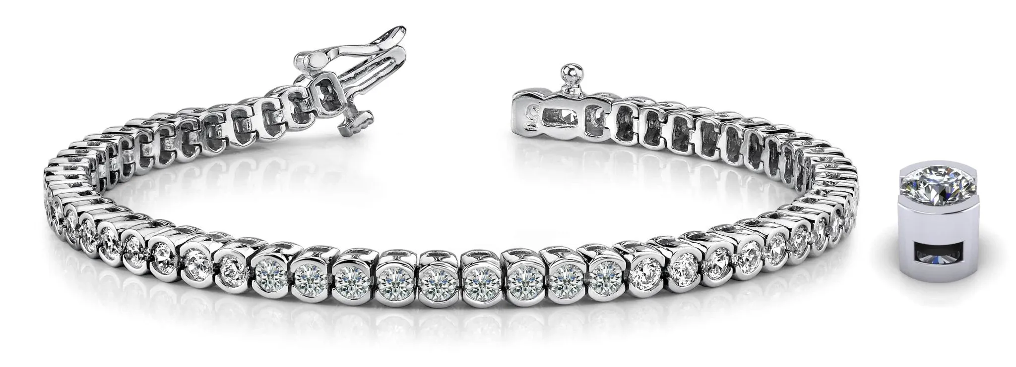 Half Bezel Confidence Lab-Grown Diamond Tennis Bracelet with 4.10 ct.(finished) 2.7mm