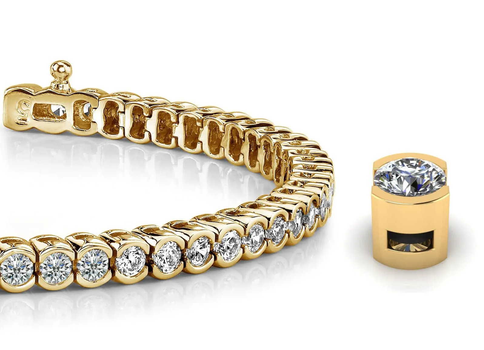 Half Bezel Confidence Lab-Grown Diamond Tennis Bracelet with 4.10 ct.(finished) 2.7mm