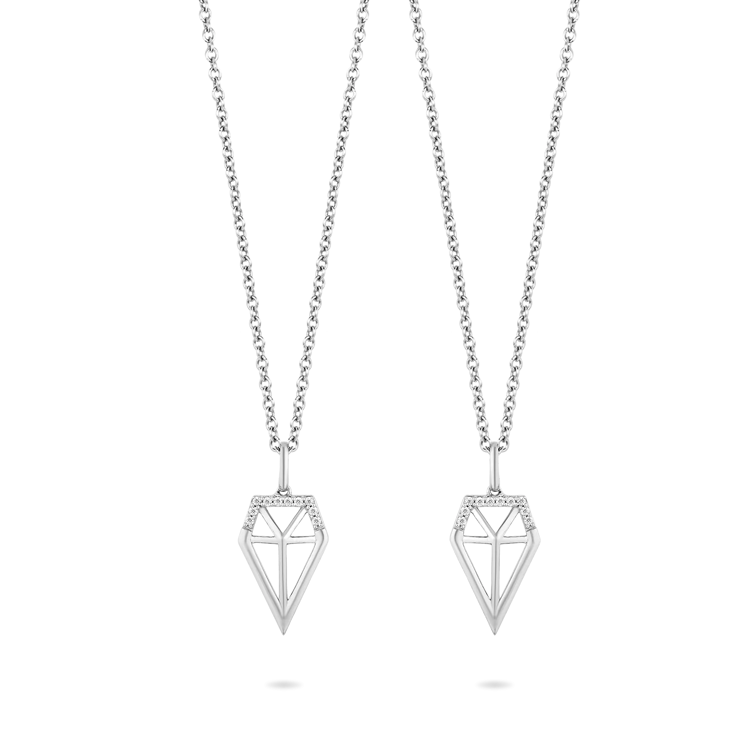 Hallmark Fine Jewelry Two-of-a-Kind Diamond Slice Pendants in Sterling Silver with Diamonds