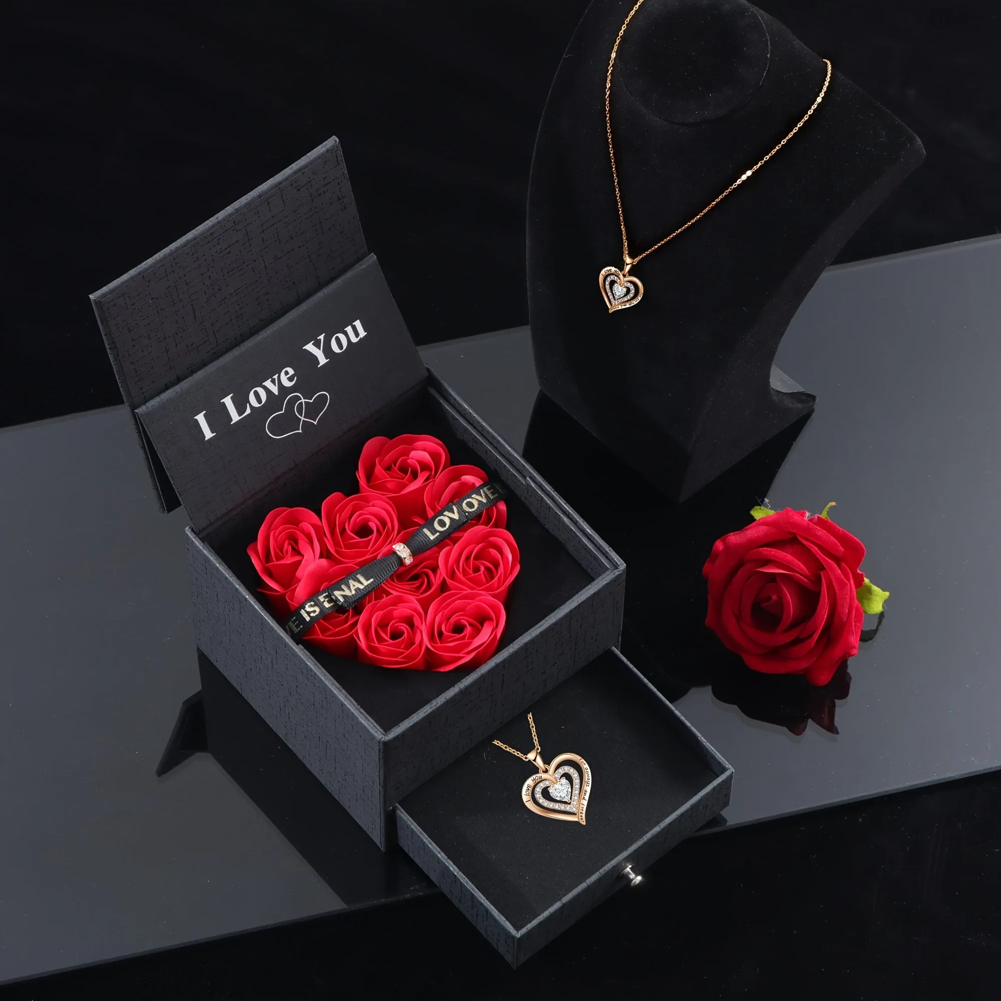 Halloween Gift Set: Eternal Rose Artificial Flowers in Heart Shaped Box