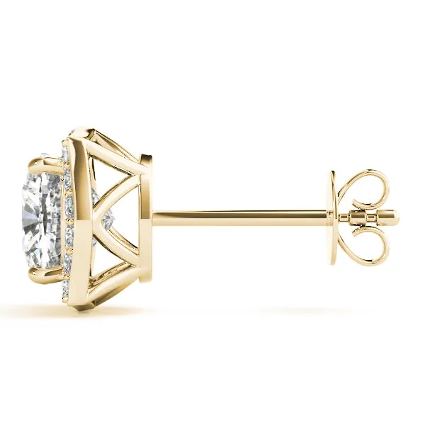 Halo Cushion Platinum Florette Moissanite Stud Earrings