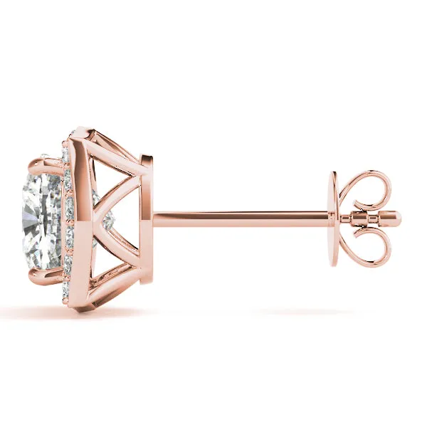Halo Cushion Platinum Florette Moissanite Stud Earrings