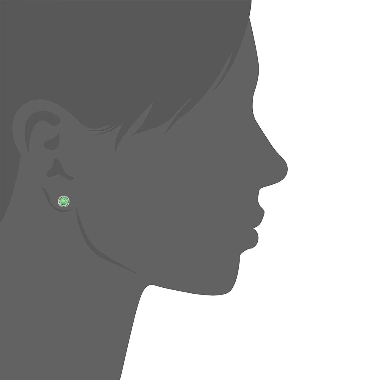 Harley Small Stud Earrings with Green Peridot Round Crystals from Swarovski Silver Toned Rhodium Plated