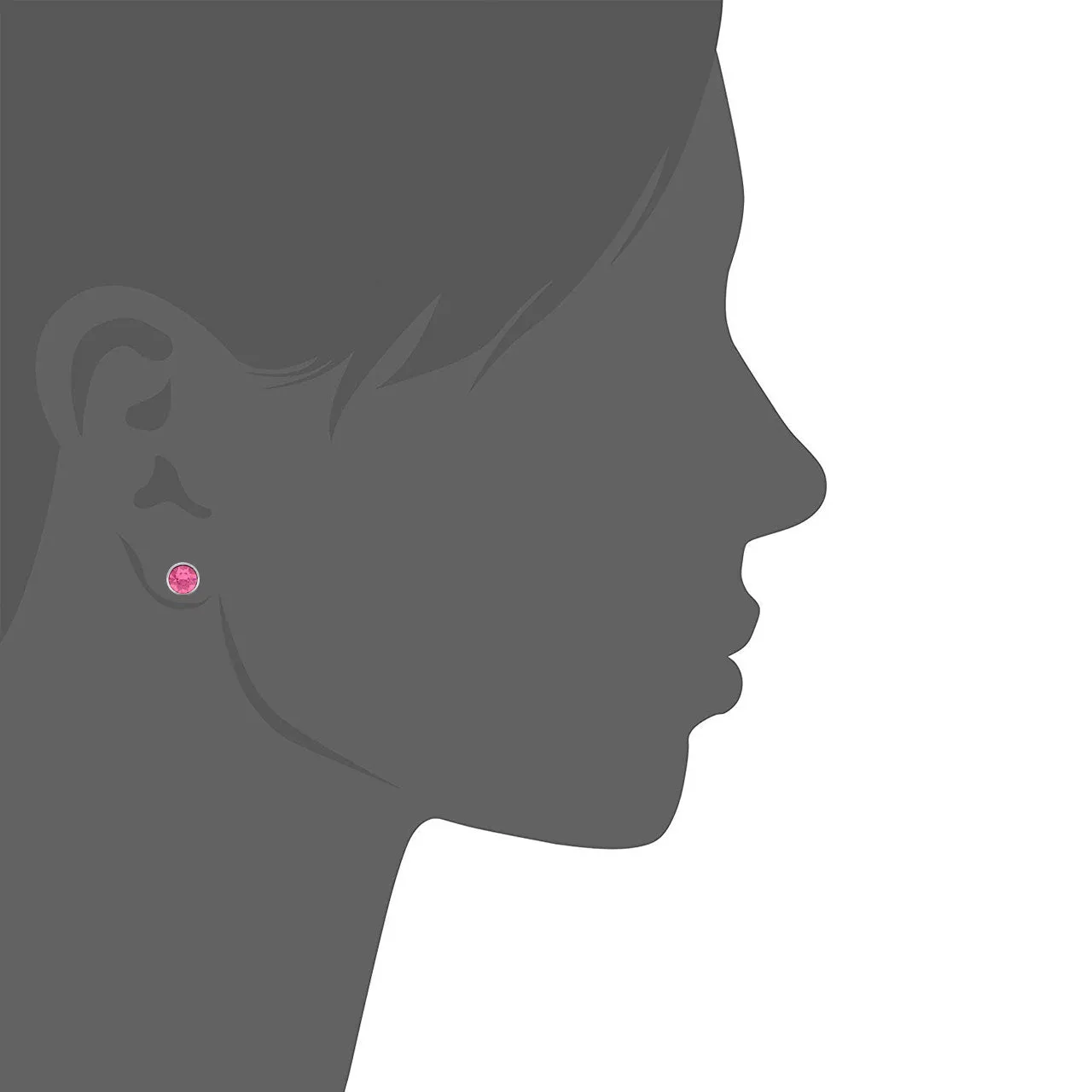 Harley Small Stud Earrings with Pink Rose Round Crystals from Swarovski Silver Toned Rhodium Plated