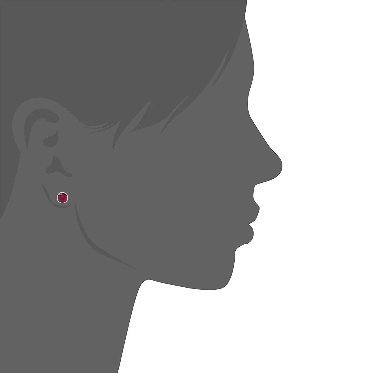 Harley Small Stud Earrings with Red Siam Round Crystals from Swarovski Silver Toned Rhodium Plated