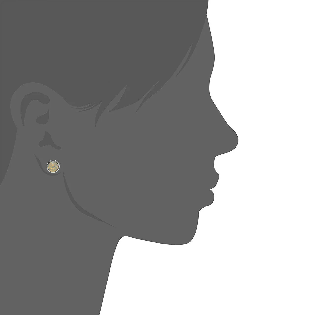 Harley Stud Earrings with Beige Sand Round Opals from Swarovski Silver Toned Rhodium Plated